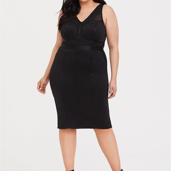 torrid Dresses & Skirts - 4X PLUS SIZE NWT Black Scuba/Mesh Bodycon Dress